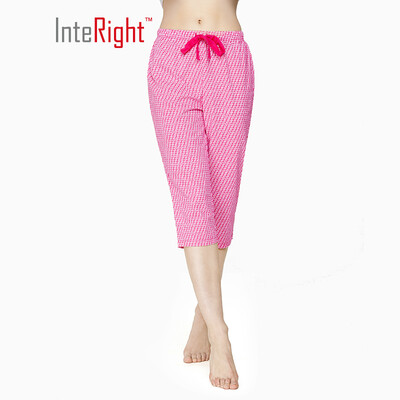

INTERIGHT Home Cropped Pants Womens Cotton Print Lightweight Cropped Pants Navy Blue Flower XL