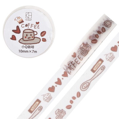 

Kinbor hand book&paper tape 30mm7m cute hand book sticker decorative tape small Q coffee bath DTB64242