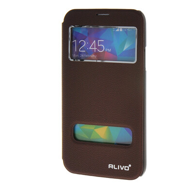 

MOONCASE Samsung Galaxy S5 I9600 Case View Slim Leather Flip Pouch Bracket Back Cover Red