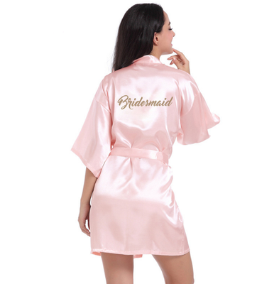 

Short Robe Bride Bridesmaid Silk Satin Kimono dressing Gown Sleepwear Bathrobe