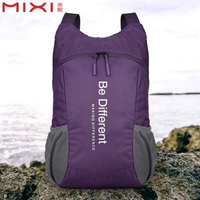 

Mixi mixi skin bag backpack female outdoor leisure sports bag thin folding ultra light portable backpack purple M5363