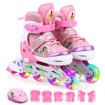 

Disney skates childrens full flash roller skates set adjustable roller skates DCB71250-D8 princess in the yard