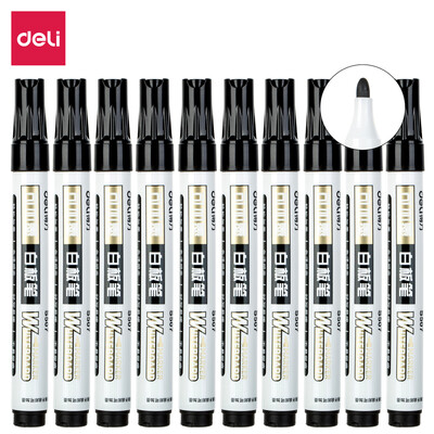 

Deli deli can be inked&wiped easily whiteboard pen black 10 box S507