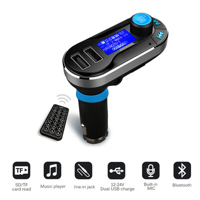 

Bluetooth Car Kit FM Transmitter Handfree Car MP3 Audio Player with Dual USB Car Charger Support USB SD TF Card