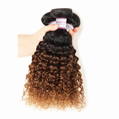 

Racily Hair Brazilian Kinky Curly Ombre Hair Extensions 3 Pcs 2 Tone Human Hair Weave Brown Color 1B 30
