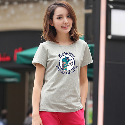

Yu Zhaolin YUZHAOLIN Print T-Shirt Womens Comfortable Thin Colorful Tops Womens Turtleneck Short Sleeve Summer Cartoon Print Gray M