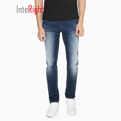 

INTERIGHT jeans male fit slim fit quick dry hole jeans in blue 36XXL