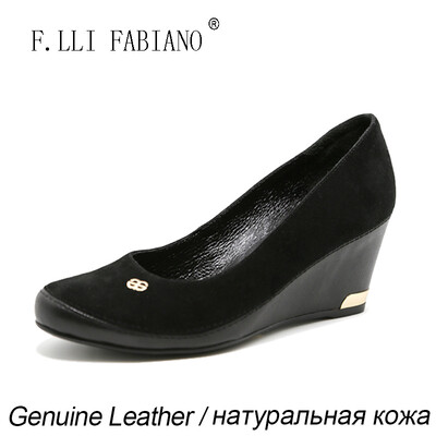 

2015 FLLIFABIANO Autumn New Model Womens Suede Shoes YM10131 Low-cut Wedge-heel Itaria Style High-Grade Nubuck Leather Black P