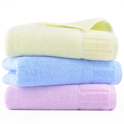 

Bamboo brocade towel set bamboo pulp fiber vertical satin file thickening adult wash large towel 3 strips 3476cm 135g strip blue green purple