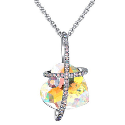 

Crystals From Austrian High Quality Necklaces Women Pendants Heart Shaped Blue Purple AB Luxury Fashion Jewelry Austrian Rhineston
