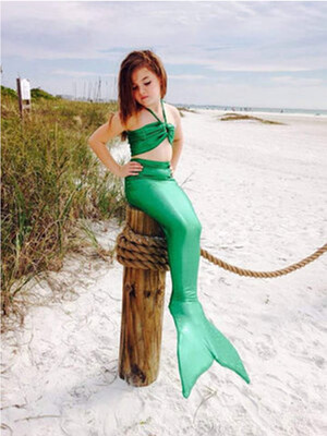 

3 Pcs Girls Gilding Mermaid Tail Swimwear Bathing Suit Costume Bikini Swimsuit Swimming Suits Swimmer Clothes