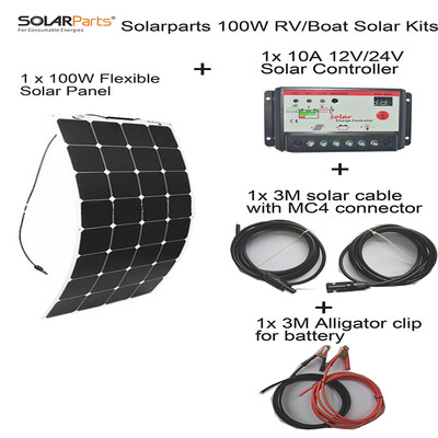 

Boguag 100ВТ солнечный система 1шт Sunpower солнечный панель С контроллером 10А и С соединительными линиями Для дома / автомобилей