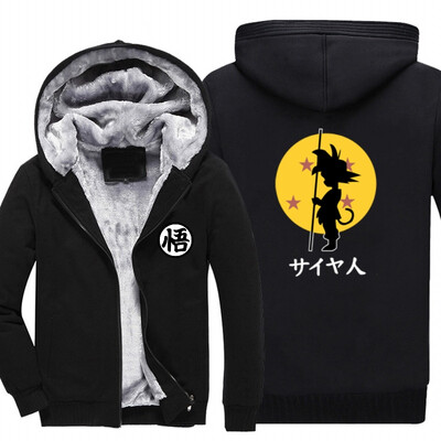 

2018 New Dragon Ball Animate Hoodie mens Thicken Fleece Zipper Jacket Super Saiyan Goku DBZ fast arrive
