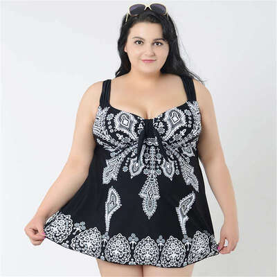 

4XL-6XL Plus Size One Piece Swimsuit Skirt 2017 Push Up Swimwear Women Dress Bathing Suit Large Size Swim Suit For Fat Women