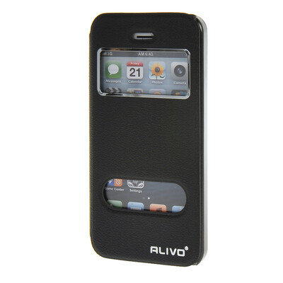 

MOONCASE iPhone 5G / 5S Case View Slim Leather Flip Pouch Bracket Back Cover Black