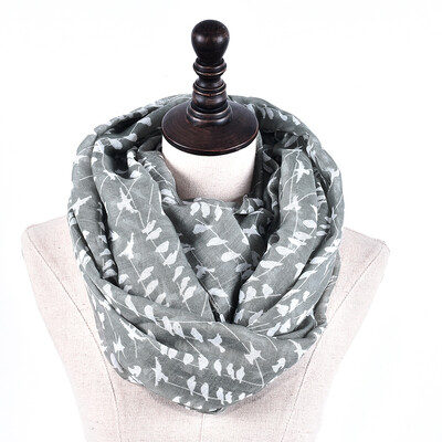 

JeouLy Infinity Scarves Women White Bird lady loop scarf autumn shawl ring tube scarf female circle