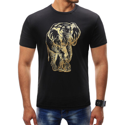 

Мужчины 2018 Марка с коротким рукавом Слон Эскиз Pattern T рубашки O-образным вырезом Slim Мужская футболка Tops Мода мужская футболка T рубашки