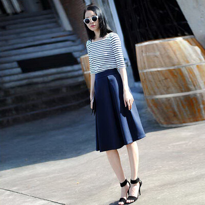 

Lovaru ™ 2015 summer style women fashion mid dress half sleeves slash neck high quality Soft and comfortable dress hot sale
