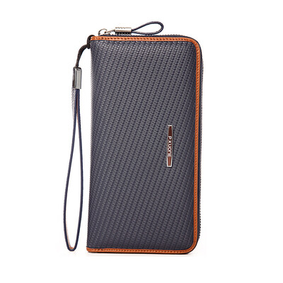 

Pkuone® 2015 New Mens Long Wallet Leather Genuine Weave Wallet Men Large Capacity Zipper Clutch Bags Famous Brand Wallets