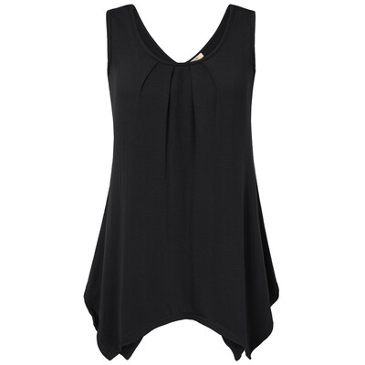 

Timeson Summer Sleeveless Irregular Hem Solid Tee Women Tanks Long Loose Tunic Casual Vest Plus Size  Female Knitted Tops