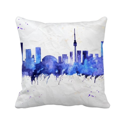 

Canada Landmark City Watercolor Blue Square Throw Pillow Insert Cushion Cover Home Sofa Decor Gift