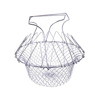 

Новая складная корзина для жарки из нержавеющей стали Fry Cooking Mesh Net Strainer Colander Kitchen Deep Fryer