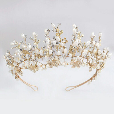 

Элегантная свадебная корона ручной работы Pearl Tiara для новобрачных