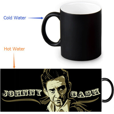

Johnny Cash Morphing Mug Color Change Tea Cup Magic Milk Coffee Mug