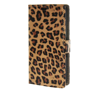 

MOONCASE Leather Leopard Style Card Slot Wallet Bracket Back чехол для Sony Xperia E4g Leopard