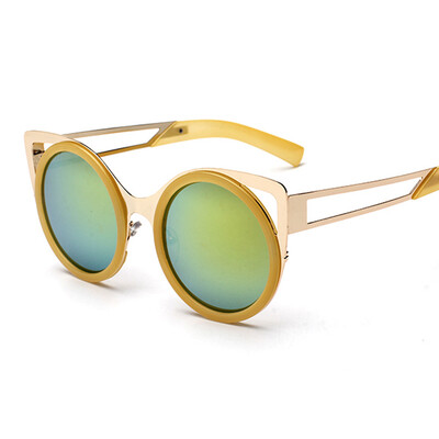 

FEIDU New Brand Designer Fashion Women Cat Eye Round Sunglasses Metal Frame Sun Glasses Women's Vintage Oculos de sol