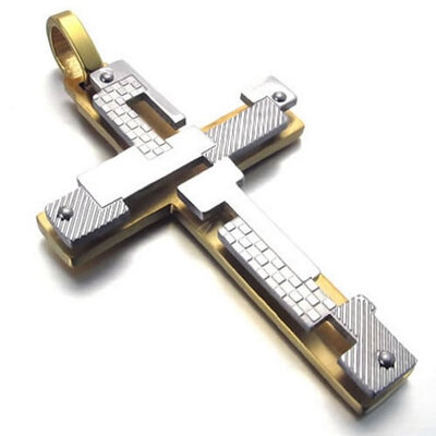 

Hpolw мужские украшения просто очаровательные Нержавеющая сталь золото серебро полированный крест ожерелье Кулон, 18-26 дюймов цепь