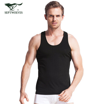 

Seven Wolves SEPTWOLVES Vest Men Men Vest Cotton Hurdle Tank Top 4070 Black