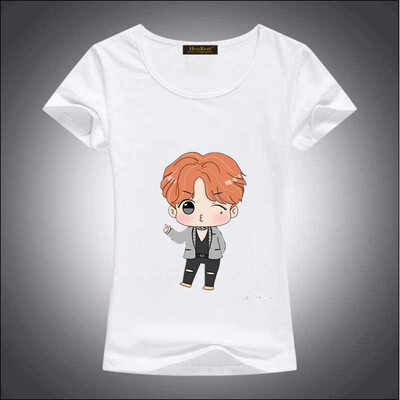 

HenReat High quality silk cotton white solid color short sleeve women BTS print T-shirt