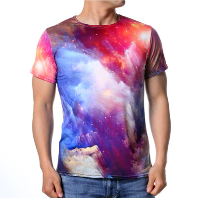 

Mens Fashion Pullovers Starry Sky Printed Round Neck T-shirts