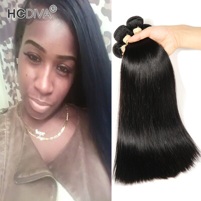 

HCDIVA Mongolian Virgin Hair Straight Human Hair Bundles Mixed Length 3 4 Pcs Lot Natural Black For Black Women Cheap Good Hair