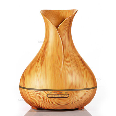 

400ml Aroma Essential Oil Diffuser Ultrasonic Air Humidifier with Wood Grain 7 Color Changing LED Lights for Office Home