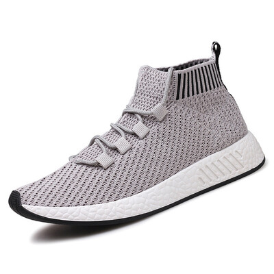 

2018 Medium Cut Sneakers for Men Fly Knit Upper Men Running Shoes Breathable Trainers Lightweight Male Sport Athletic Shoes