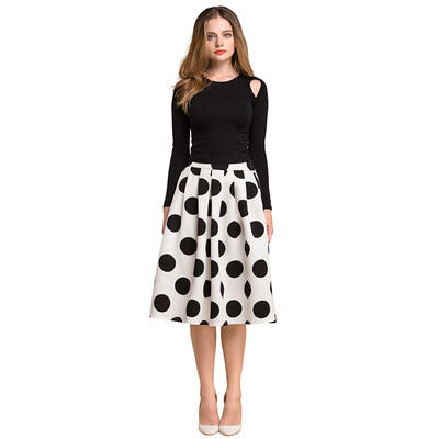 

POPBASIC Womens High Elastic Waist Flare Pleated A-line Midi Skirt
