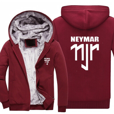 

2018 New USA SIZE Men Winter Autumn Hoodies NEYMAR 11JR pattern Fleece Coat Baseball Uniform Sportswear Jacket wool