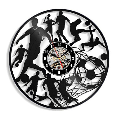 

Vinyl Record Wall Clock Football Creative Design Art Home Decor Ideas Best Gift for Football Fans