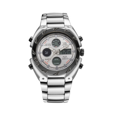 

NEW Outdoor Multi-function Watch Digital Analog Day Alarm Stainless Steel