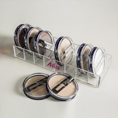 

AILA Acrylic Clear&Black Small 8-Compartments Compact Powder Organizer Makeup Organizer Hot Beauty Care Storage Holder