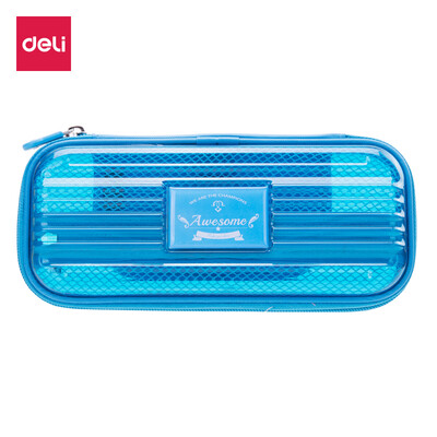 

Deli deli large capacity student pencil case pencil case pencil storage box silver lake blue 66773