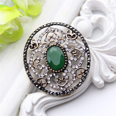 

турецкий круглый значок брошь для женщин и цветок симметричные сердце дизайн страз броши broches этнических арабеск украшения