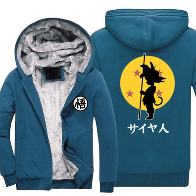 

2018 New Dragon Ball Animate Hoodie mens Thicken Fleece Zipper Jacket Super Saiyan Goku DBZ fast arrive