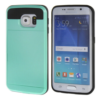 

MOONCASE ЧЕХОЛ ДЛЯ Samsung Galaxy S6 Edge Soft Silicone Gel TPU Skin With Card Holder Protective Azure