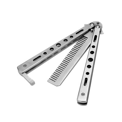 

Stainless Steel Practice Training Butterfly Balisong Style Knife Comb Cool