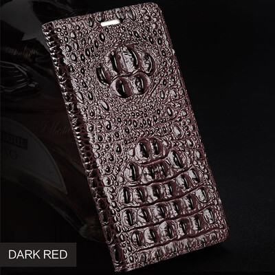 

Genuine Leather flip Case For iPhone 6 7 8 Plus X 3D Crocodile Back Texture Phone Cover