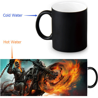 

GHOST RIDER 350ml/12oz Heat Reveal Mug Color Change Coffee Cup Sensitive Morphing Mugs Magic Mug Milk Tea Cups