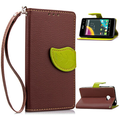 

MOONCASE [Leaves Magnetic] Wrist Strap Flip PU Leather Wallet Card Pouch Bracket Stand Back Case Cover for Acer Liquid Z220